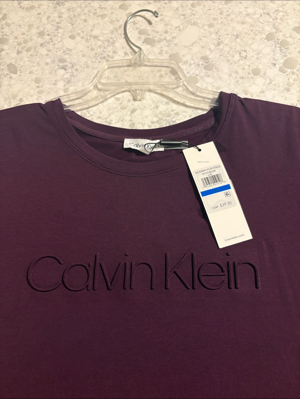 NWT Calvin Klein burgundy/purple logo tee, XL, cotton/modal/spandex, stretch - Picture 6 of 9